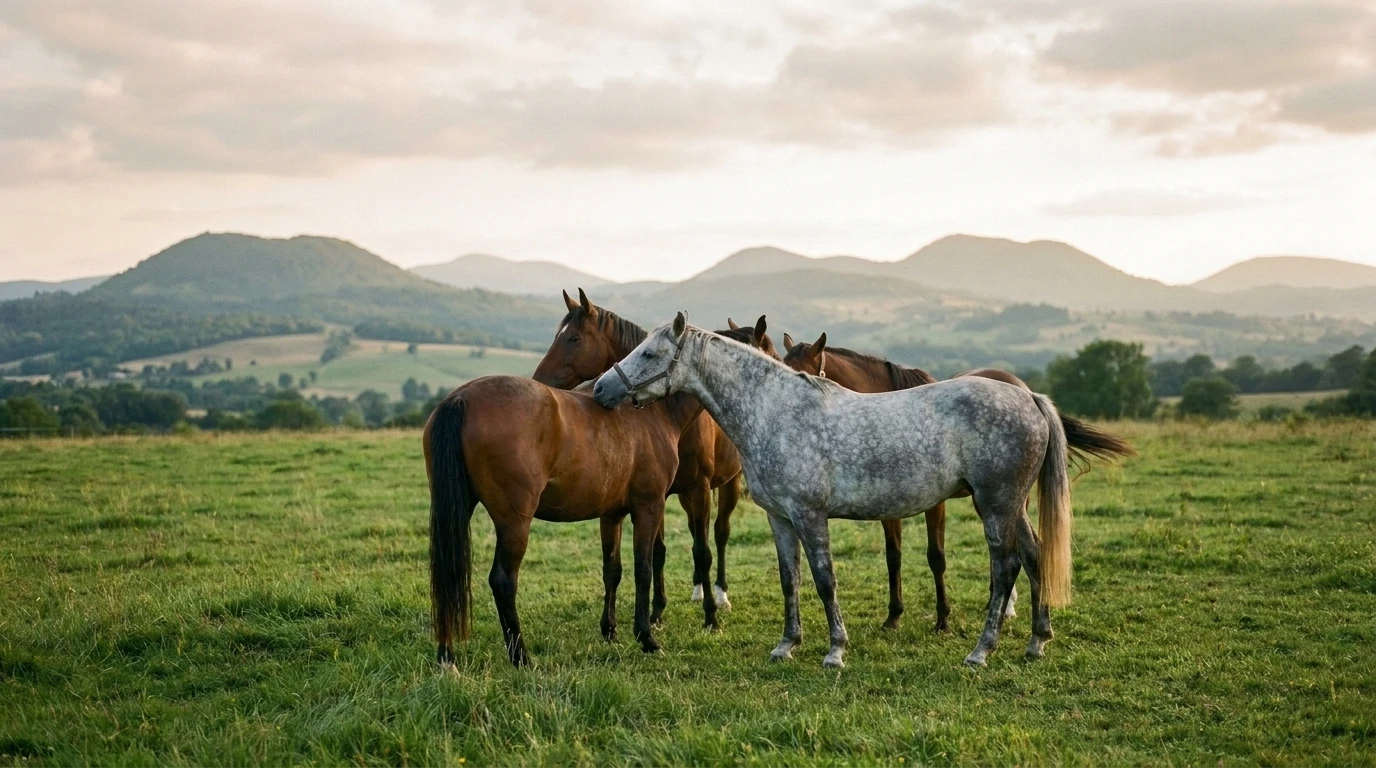 Les chevaux du BATIFOL'ANES en liberté, Cantal